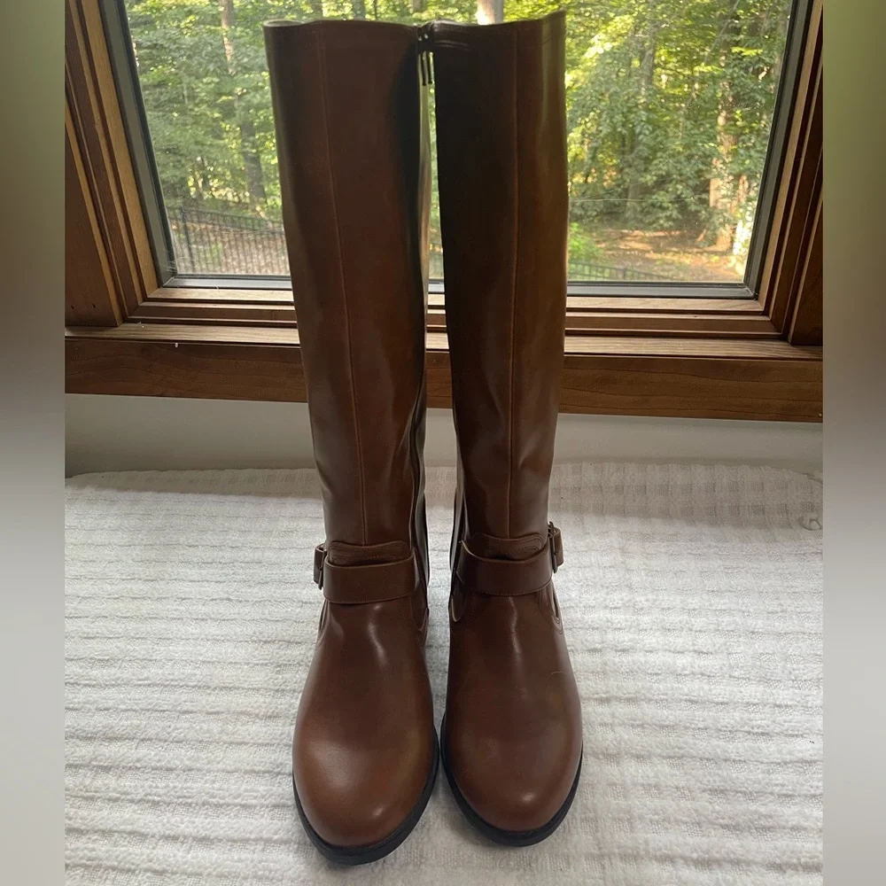 Brown Leather Knee-High Boots